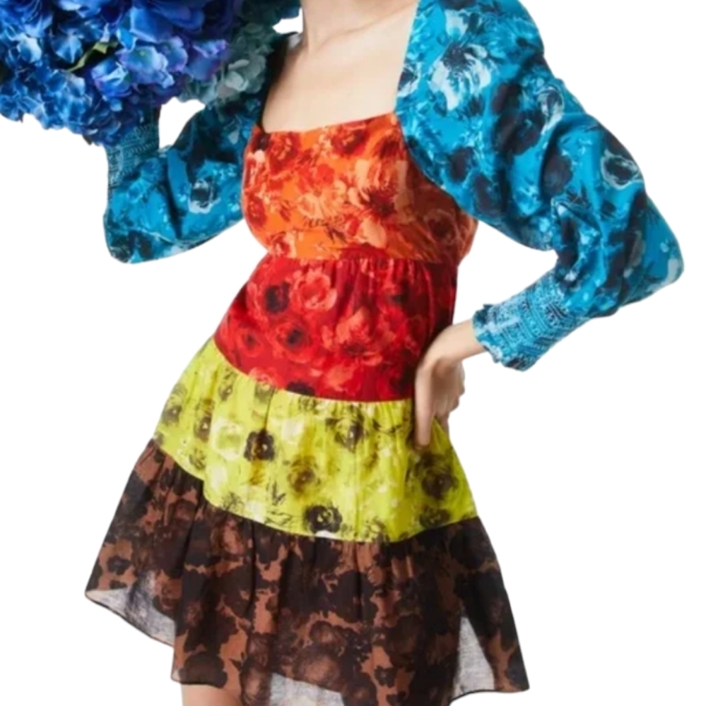 Alicia + Olivia Rowan Tiered Babydoll Colorful Dress...Size XS